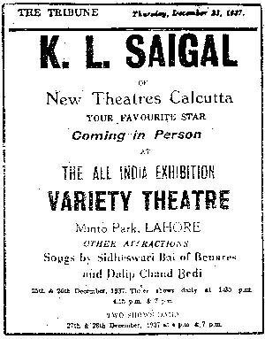 Advert for Saigal program